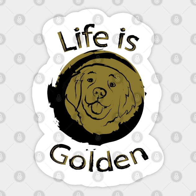 Life is Golden with a Golden Retriever Sticker by The Wagging Willow